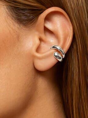 Silver Tone Ear Cuffs Non Piercing Chunky Ear Cuff Earrings Non Tarnish Clip on